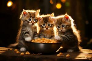 Cute kitten with food photo