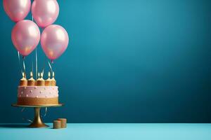 Blue background with Birthday cake photo