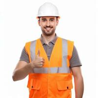 Attractive worker isolated photo