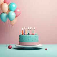 minimalista cumpleaños antecedentes con pastel foto