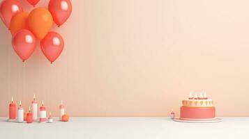 Minimalist birthday background with cake photo