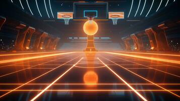 Basketball court with lights photo