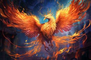 Magic phoenix bird background photo