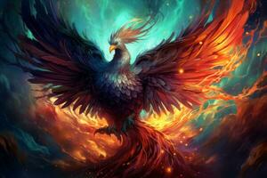 Magic phoenix bird background photo