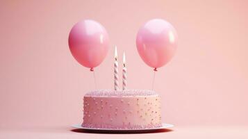 Minimalist birthday background with cake photo