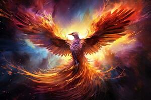 Magic phoenix bird background photo