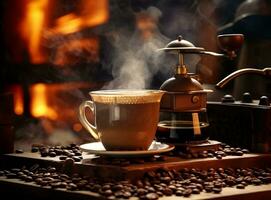 Hot fresh coffee photo