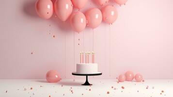 Minimalist birthday background with cake photo