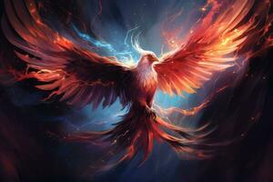 Magic phoenix bird background photo