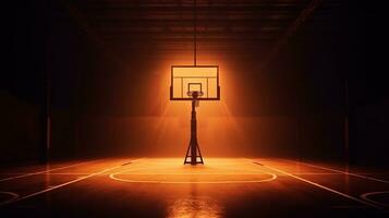 Basketball court with lights photo