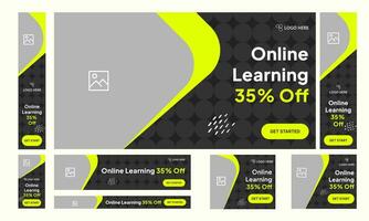 Online learning offer set with editable web banner design vector