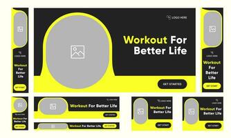 Fitness gym social media post banner design vector