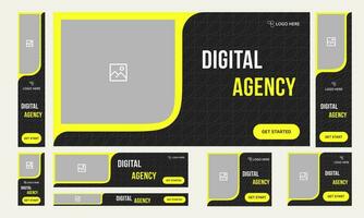 Digital agency set of multipurpose web banner template for social media post vector