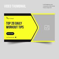 Workout and fitness thumbnail banner template design vector