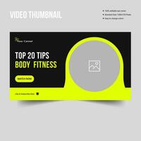 Trending thumbnail for creative gym and fitness web banner template premium vector design
