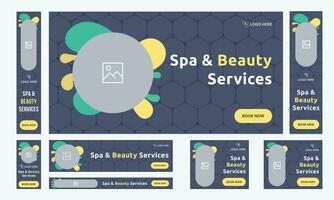 Spa and meditation set of modern skin care web banners in standard size with a place for photos vector