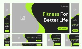 Modern fitness set of web page design templates vector