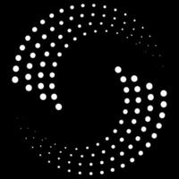 Trendy vector halftone circular dot pattern frame. Circle dots on white background. Round frame with halftone circle dot texture