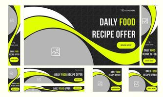 Set of recipe web banner template design vector