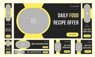 Vector illustration food recipe set of web banner design