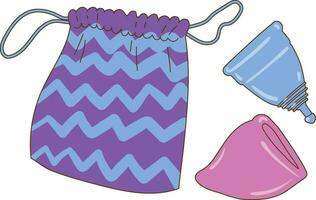 Cute kawaii female Menstrual cup, Girl hygiene producer. Vector illustration