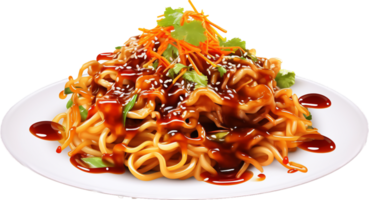 Cantonese Soy Sauce Pan Fried Noodles png with AI generated.