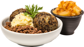 Haggis neeps and tatties png with AI generated.