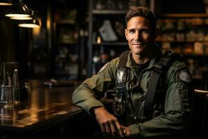 Australian air force pilot preparing for a flight  photo with empty space for text