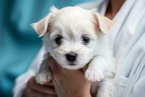 veterinario comprobación un de cachorro salud foto con vacío espacio para texto