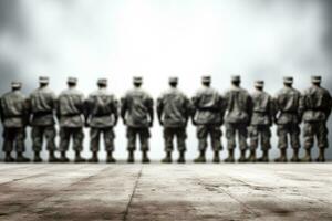 soldiers standing in line  photo with empty space for text