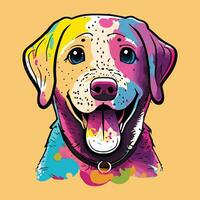 Cute labrador retriever dog watercolor face art illustration vector