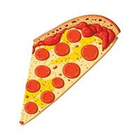 Appetizing slice of pizza cartoon vector illustration, fast food concept isolated vector, flat cartoon style