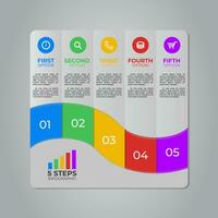 Presentation chart infographic element, 5 options vector