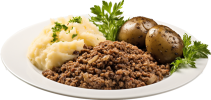 Haggis neeps and tatties png with AI generated.