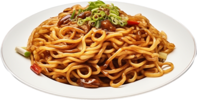 Cantonese Soy Sauce Pan Fried Noodles png with AI generated.