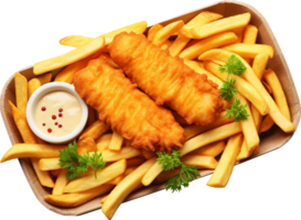 Fish and chips png with AI generated.