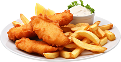 Fish and chips png with AI generated.