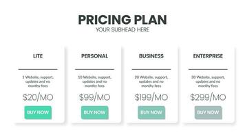 Modern creative pricing subscription plan table template with minimal line icon style. UI UX interface design elements. Infographic design element with option plans for website or presentation vector. vector
