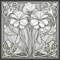 Glass Art Flower Coloring Page Nouveau Art Style photo