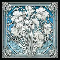 Glass Art Flower Coloring Page Nouveau Art Style photo