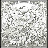 Glass Art Flower Coloring Page Nouveau Art Style photo