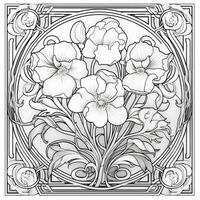 Glass Art Flower Coloring Page Nouveau Art Style photo