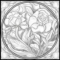 Glass Art Flower Coloring Page Nouveau Art Style photo