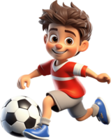 Boy is playing soccer png with AI generated.