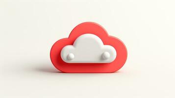 3D red white cloud icon minimal style, cloud computing online service, digital technology security concept, Generative AI illustration photo