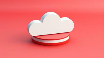 3D red white cloud icon minimal style, cloud computing online service, digital technology security concept, Generative AI illustration photo