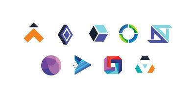 Set of Minimalist Geometric Logos Free Vector colorful