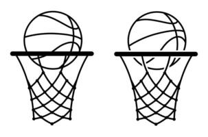 baloncesto icono con anillo, aro y neto. Deportes competiciones en baloncesto en calle y en gimnasia. vector