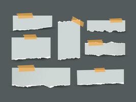 Empty torn paper with tape set.Torn paper edges for background. Ripped paper texture background with area for copy space. vector