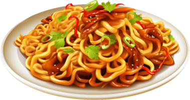 cantonese soia salsa padella fritte tagliatelle png con ai generato.